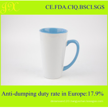 Wholesale Eco-Friendly V-Shape Sublimation Ceramic Coffee Mug with Inner and Handle Color